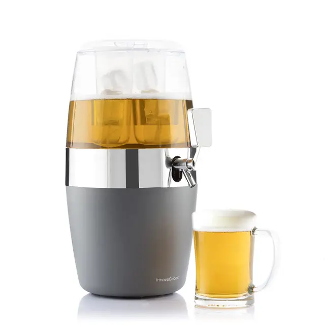 InnovaGoods® Dispensador de cerveza y bebidas 4L, Barril Ball con refrigerante, Color gris 22x41,7x26,5cm