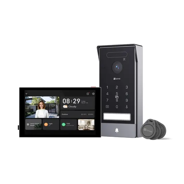 EZVIZ HP7 Pro 4K Videoportero, Desbloqueo por Reconocimiento de Palma, 8'' Monitor Táctil a Color, Audio Bidireccional, Visión Nocturna, Detección Movimiento Humano, Wi-Fi 2.4/5GHz