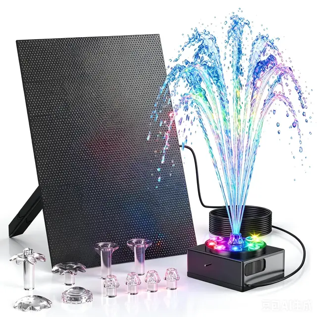 Forever Speed Fuente solar LED de 8 W, para estanque, jardín, baño de pájaros, bomba de agua solar, altura máxima de pulverización de agua 98 L/H 35 cm