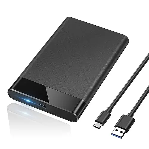 POSUGEAR Carcasa Disco Duro 2,5", 6Gbps USB C 3.1 Gen 2 Caja Disco Duro para HDD SSD SATA I/II/III de 7mm y 9.5mm de Altura con Cable USB, Sopporta UASP&Trim, no Requiere Herramientas-Negro