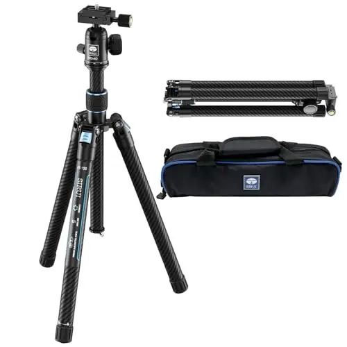 SIRUI 152cm Trípode de Carbono con Cabezal esférico BG40 de 360°, 900g, Trípode de Viaje Ligero con Placa de Cambio rápido para Videocámaras DSLR, Carga Máx de 10kg Traveler X-III