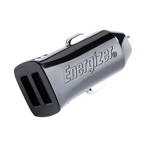 Energizer HIGHTECH Universal 2 Slot USB Car Charger for All Smartphones 2.4A, Black, (DCA2BHBK3W)