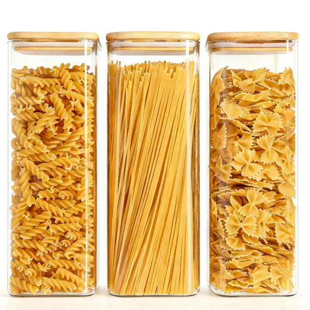 ComSaf Tarros de Cristal con Tapa, Frascos de Vidrio con Tapa, 2100 ml, Set de 3 Piezas, Adecuado para Soja Amarilla, Dátiles Secos Rojos, Semillas de Lino