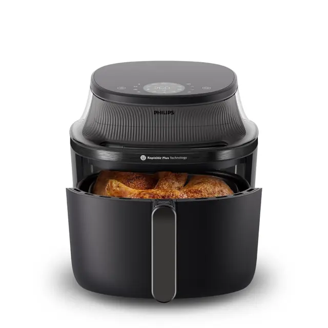 Philips Airfryer Serie 3000: freidora de aire con ventana, tecnología RapidAir Plus, 16 modos, 90% menos grasa, fácil limpieza, pantalla táctil y ahorro energético (NA330/00)