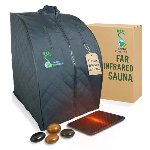 Tienda de campaña portátil de sauna seca de infrarrojos lejanos, sauna interior para 1 persona con temporizador, calentadores infrarrojos, almohadilla para pies y asiento para desintoxicación
