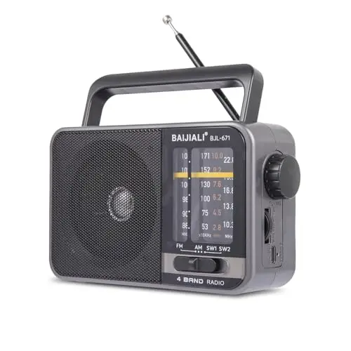 Radio Portátil Am/FM Recargable por USB-C, Altavoz Potente - Pequeña Radio de Emergencia para Interior, Exterior, Viajes y Tormentas (Modelo BJL-671)