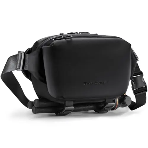 K&F CONCEPT Bolso Bandolera para cámara de Fotos, Impermeable Mochila fotográfica pequeña Casual Bolsa cámara Compatible con cámara SLR DSLR, Negro, Tamaño S