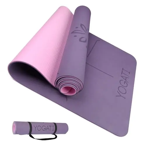 YOGATI Esterilla Yoga con Correa. Esterilla Yoga Antideslizante. Esterilla Fitness Ideal para Gym o casa. Esterilla Pilates Gruesa. Esterilla Deporte para Mujeres y Hombres. Yoga Mat.