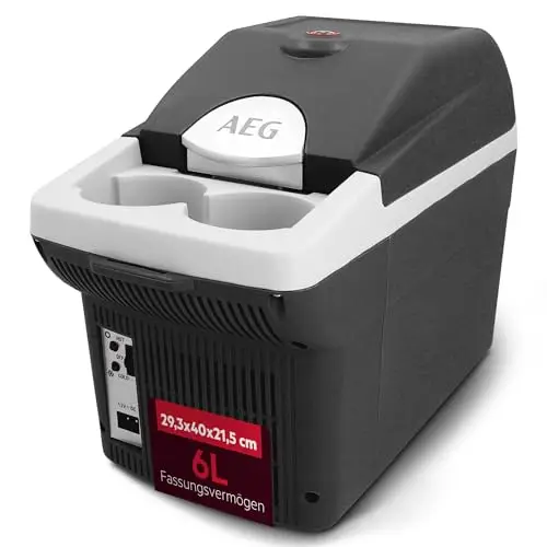 AEG Automotive Board-Bar BK 6 Nevera y Calentador termoeléctrico, Rojo, 6 l, 12 V, para Coche y Enchufe, se Puede enganchar en el Coche