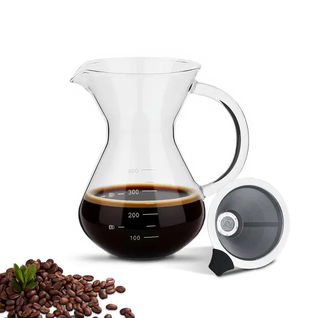 Cafetera de vertido, cafetera de vertido con filtro Cafetera de goteo de vidrio Recipiente de filtro con báscula Adecuado para uso doméstico en la oficina