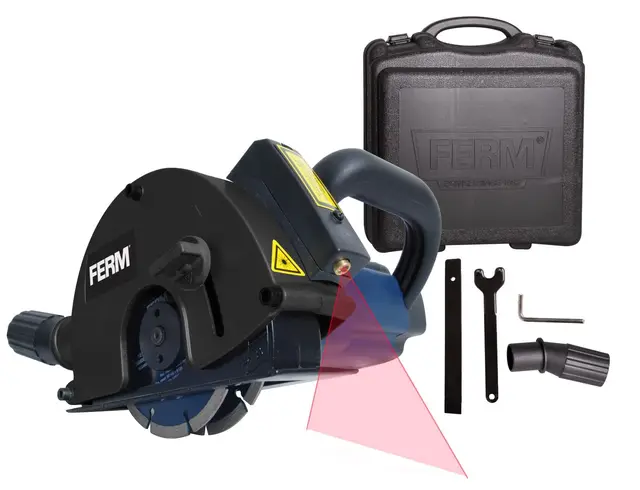 FERM Rozadora 1700W - 125mm - Láser - Incl. 2 hojas diamantadas y adaptador de la aspiradora