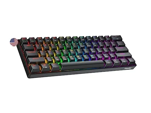 Geeky GK61 60% | Hot Swappable Teclado Mecánico de Juego | 61 Teclas Multicolor RGB LED Retroiluminado para Gaming PC/Mac | ANSI US Teclado Americano (Negro, Mechanical Speed Silver)