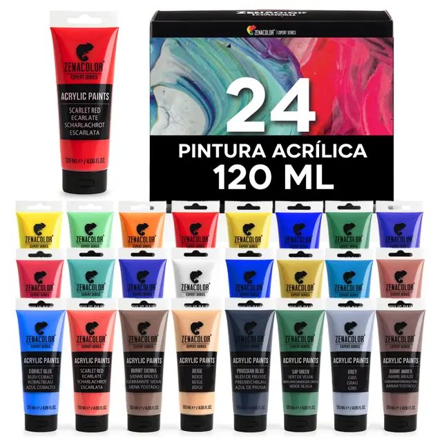 zenacolor kit 24 pinturas acrílicas