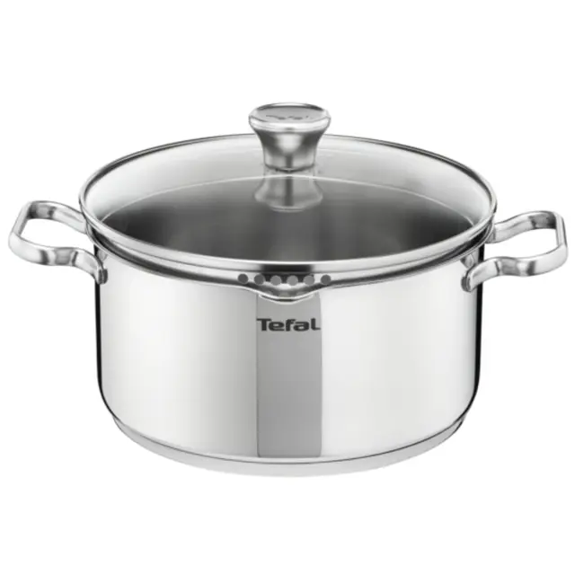 Tefal Duetto - Cacerola de 20 cm, Apto inducción, Thermo-Fusion, apto lavavajillas y horno, marcas de medición, acero inoxidable