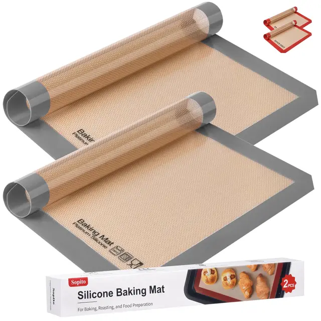 Tapete Silicona Horno, Sopito 2pcs 41,9 X 29,5 cm Tapete de Silicona Antiadherente Para Hornear, Reutilizable, Resistente al Calor