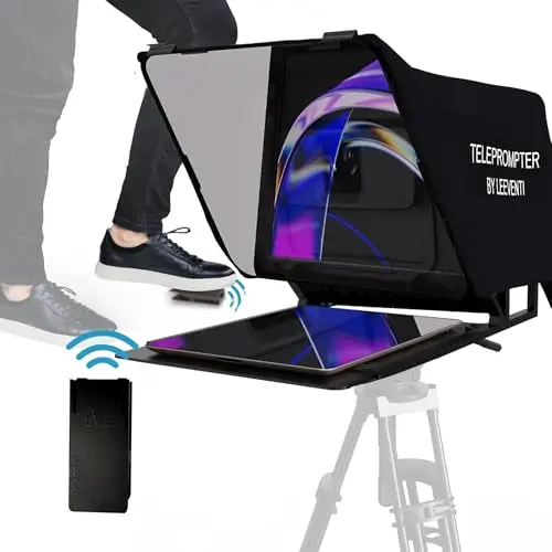 Teleprompter Compatible con IPad, Tableta, Smartphone y Cámara DSLR, Controlado Mediante Mando a Distancia o Aplicación, Android e iOS, Ideal para Grabaciones de Vídeo (5.0)