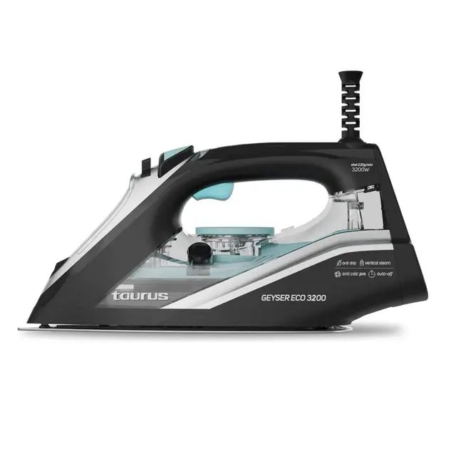 Taurus – Plancha de Vapor Geyser Eco 3200, 3200W Potencia, Golpe Vapor 220 g/min, Planchado Vertical, Regulador Temperatura, Suela Ultra X-Slide, Antical, Antigoteo, Autolimpieza, Calentamiento Rápido