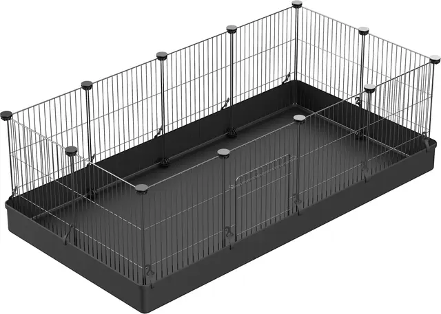 PILIN Corral para Animales pequeños con Puerta, Valla para Mascotas con Alfombra Impermeable, Jaula para Conejos, Jaula para cobayas, Cachorros, Gatitos 43x32 12 Piezas