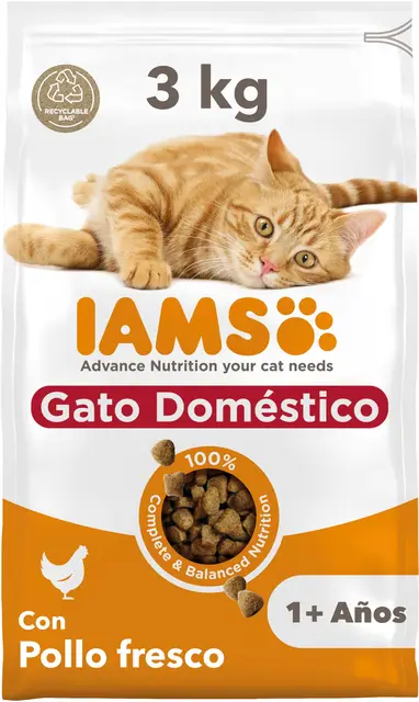 IAMS Alimento Seco Gatos de Interior Adultos con Pollo 3 kg