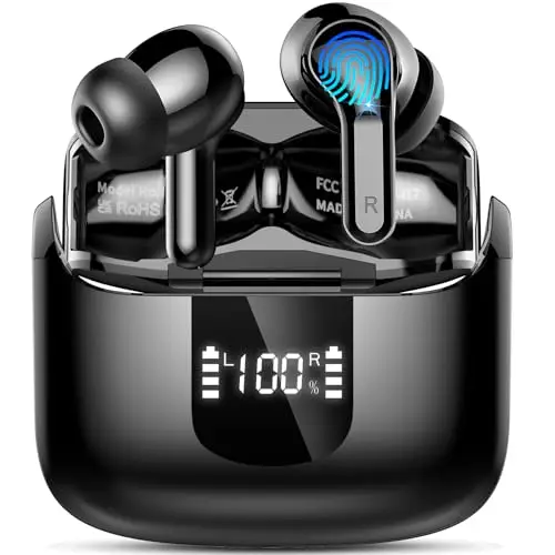 Auriculares Inalámbricos Bluetooth, Auriculares Bluetooth 5.4 HiFi Estéreo, 50H Cascos Inalambricos Bluetooth con ENC Reducción de Ruido, Android / IOS,USB-C, Control Táctil, IP7 Impermeable Audifonos