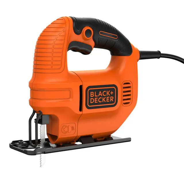 BLACK+DECKER Sierra de calar 400W, 3000 rpm con corte en bisel 0-45° y soplador de polvo, hoja incluida, KS501-QS
