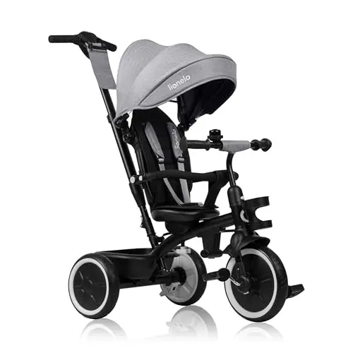 LIONELO Berry Triciclo Multifuncional de Paseo Silla de Paseo de 9 Meses a 5 años a 25 kg Ruedas Grandes de PU, Triciclo Asiento Giratorio 360° Montaje sin Herramientas