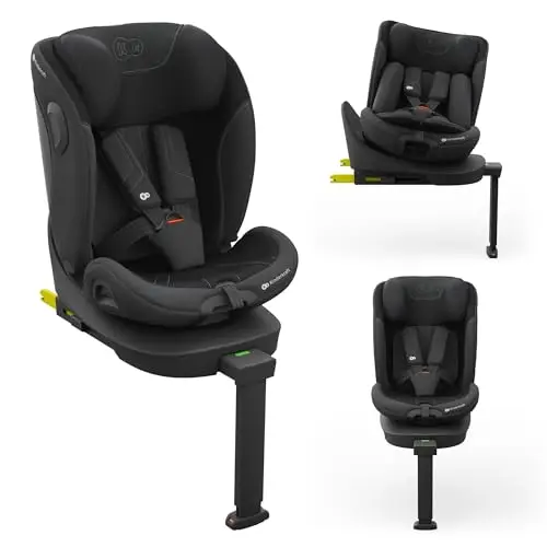 Kinderkraft I-360 2 PRO Silla de coche, I-SIZE 40-150 cm, Isofix, Silla coche bebé, para niños, Ajustable, Sillade, RWF, FWF, Asiento de coche, 360º, Grupo 0+/1/2/3, 0-36 kg, Negro