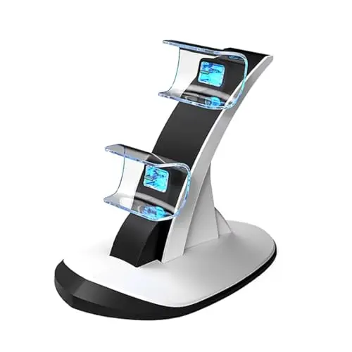 Cargador para Mando PS5, Estación de Carga con Mando PS 5, Base Carga Rápida con indicador LED, Estación para Mando Inalámbrico Sony PlayStation 5/PS5/Edge con Cable USB-C (Blanco)