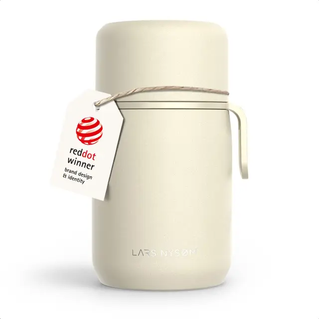 LARS NYSØM Tarro Térmico de Acero Inoxidable - Recipiente Hermético para Comida Caliente y Fría, Termo de Boca Ancha para Sopas, Trabajo y Viaje (Almond Beige, 700ml)