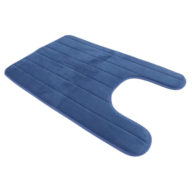 CAXUSD Alfombra de Baño en U Coral Fleece Antideslizante Azul Marino