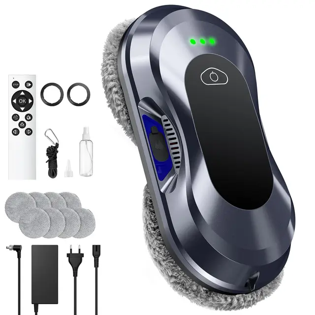 Robot Limpiacristales, Lavado de Ventanas con Doble Boquilla y Potencia de Succión de 6000 Pa 2026 Mejorado, 3 Modos de Limpieza, Tanque de Agua 60ml, Limpia Cristales Electrico Ventanas