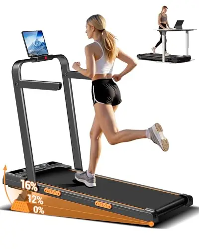 CURSOR Cinta de Correr Plegable con Inclinación 16%,10KM/H Cinta Correr Plegable, Pantalla LED, Reposabrazos Ajustables, 3.0HP Walking Pad, Caminadora Electrica para Casa, Capacidad de Carga 159KG