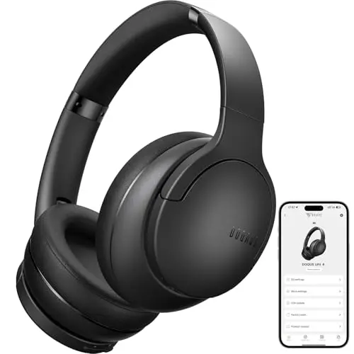 DOQAUS Auriculares Inalámbricos Bluetooth Diadema, Cascos Inalámbricos Bluetooth con 90 Horas de Batería, App con 9 Modos EQ, Bluetooth 5.4, Sonido HiFi, Plegables con Micrófono, Negro