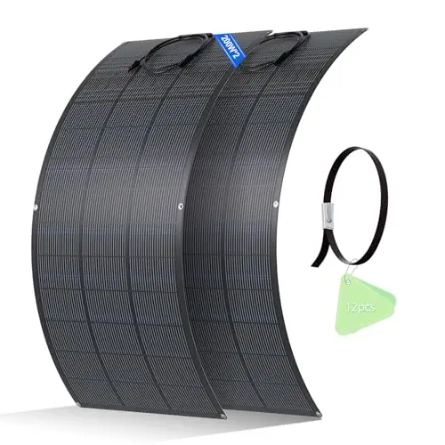 ECO-WORTHY Placa solar flexible 400 W, material ETFE, 18 BB, monocélula, 25% de alta conversión para balcón, RV, caravana, barco, techo, camping, casa, yate, superficies irregulares