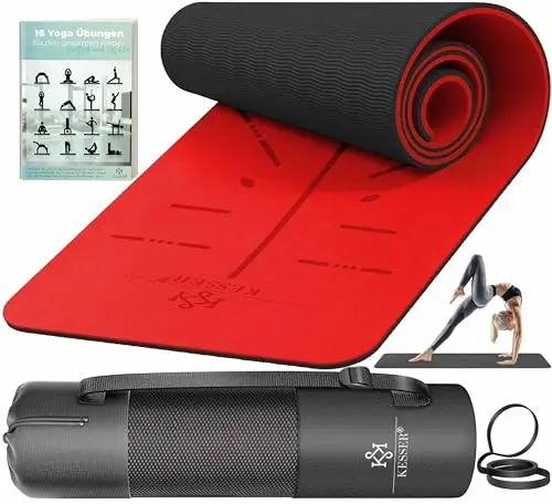 KESSER® Esterilla de gimnasia con correa de transporte, esterilla de yoga de TPE, acolchada y antideslizante, 183 x 61, esterilla de para deportes de fitness, Pilates y gimnasia