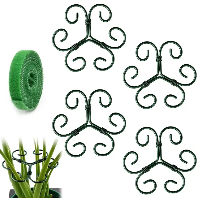 Set de 4 tutores para Plantas de Metal – Soporte Plantas Resistente para Flores, Rosas y Tomates – Tutor Monstera para Monstera y Plantas trepadoras – Apto Interior y Exterior con Clips