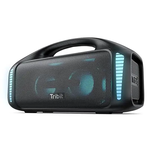 Tribit StormBox Blast Altavoz Portátil: 90W Sonido Estéreo Alto con XBass, IPX7, Impermeable con Luz LED, PowerBank, Bluetooth 5.3 &TWS, Custom EQ, 30H Playtime, Outdoor/Camping/Party
