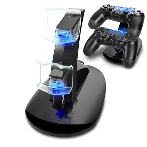 Cargador para Mando PS4, Estación de Carga con Mando PS 4, Base Carga Rápida con indicador LED, Estación para Mando Inalámbrico Sony PlayStation 4/PS4/Pro/slim