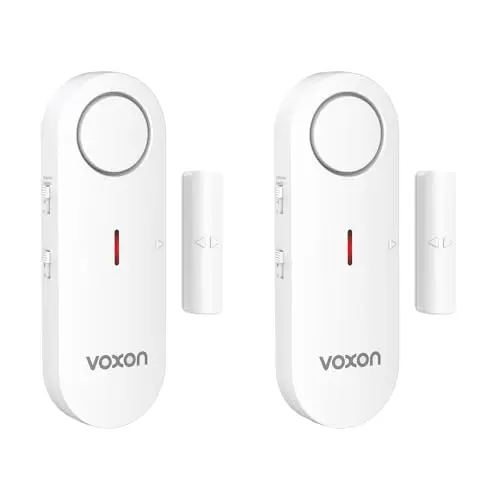 VOXON Sensores Puertas y Ventanas, Alarmas para Casa, Alarma Puerta y Timbre 2 en 1 con LED y Volumen de 3 Niveles, de Instalación Rápida, Sensor Puerta para Hogar, Oficina, Garaje, Tienda (2 PCS)