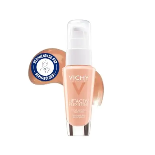 Vichy Base de Maquillaje Líquida Antiarrugas, Tez Uniforme y Radiante, Reduce las Arrugas, Con Efecto Lifting, Para Pieles Maduras, Liftactiv Flexiteint, Tono: 35 Sand, 30 ml