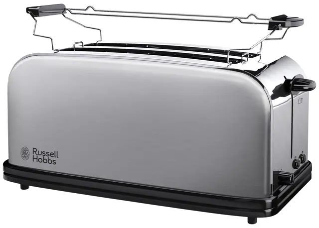 Russell Hobbs Adventure 23610-56 – Tostadora, 2 Ranuras Largas y Anchas, para 4 Rebanadas, Acero Inoxidable, Plata