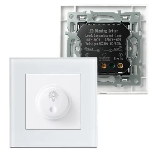 Interruptor Dimmer LED 220v, Regulador de Luz para LED Regulables de 1–60W / Halógenos de 15–300W, Dimmable Switch Protección Segura, Sin Ruido