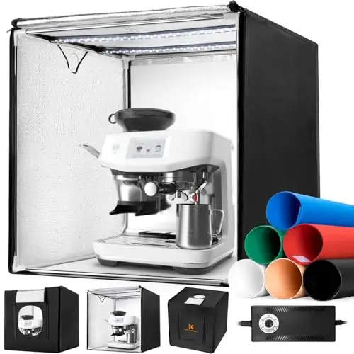 K&F CONCEPT Set de Estudio fotográfico Plegable, Mini Caja de luz Regulable de 5600K Set de iluminación de Carpa fotográfica con Fondo de PVC de 6 Colores para fotografía de Joyas (60cm)