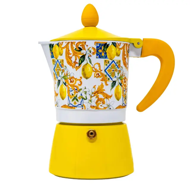 NAMAI - Cafetera Italiana 3 Tazas, 180 ML, Material de Aluminio Resistente, Asa Antiquemaduras, Colores Vivos, Italiana Cafetera, Sin Inducción, Idea Para Regalo