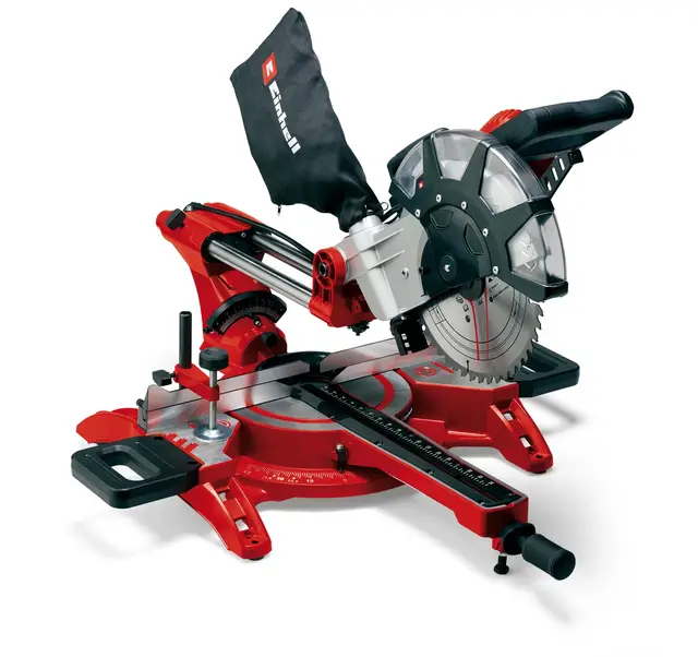 Einhell Ingletadora TC-SM 2534/1 Dual (máx. 2350 W, Función de tracción integrada, cabezal de sierra inclinable, tope de pieza de trabajo, láser, Incluye hoja de sierra de precisión de carburo)