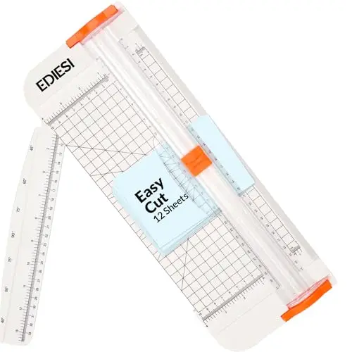 Ediesi, Guillotina de Papel, A4, Cizalla, Cortador, Máxima Precisión, Bloqueo Automático, con Regla de Extensión, para Papel, Fotos, Cupones y Etiquetas (Blanco)
