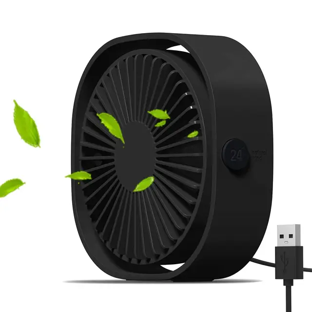 Simpeak Ventilador USB Mini, Ventilador USB de Mesa Portátil, 3 Velocidades Silencioso, Angulo Ajustable Fan Pequeño para Oficina Hogar Viajar y Acampar - Negro
