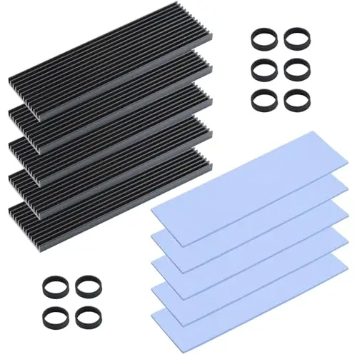 ELUTENG Disipador SSD M2 2280, 5 Piezas M2 SSD NGFF NVME Disco Duro de Aluminio Disipador Para PC/PS5/PS5 Slim 73 x 33mm x 3mm