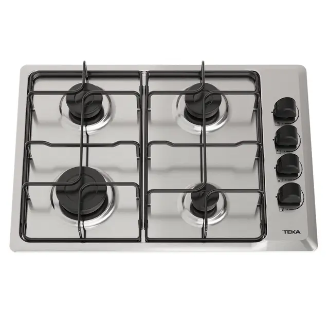 TEKA Placa de Gas Natural 60 cm, Medida Especial de Fondo 43.5 cm, 4 Quemadores, Seguridad por Termopar, Mandos Laterales Ergonómicos, Modelo HLX 540 KL