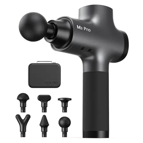 OPOVE M3 Pro 2 Pistola de Masaje Muscular, Pistola de Masaje, Pantalla LED, 2500 RPM Massage Gun, Masajeador Espalda, Alivia el Dolor Muscular, Gris